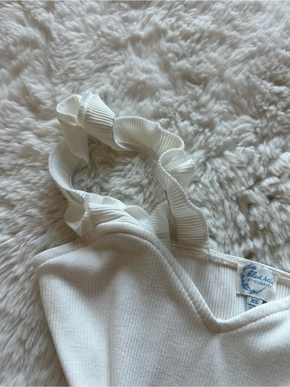 Francesca's Collections Cream Ruffle Strap One-Piece Bodysuit - Picture 3 of 4